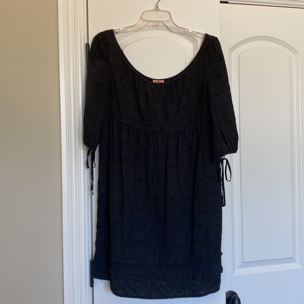 Black eyelet lace dress